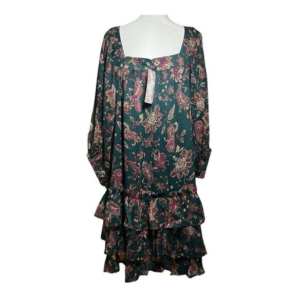 Band of the Free (BOG) Mandy Pine Berry Floral Baby Doll Party Dress New L - Picture 4 of 8